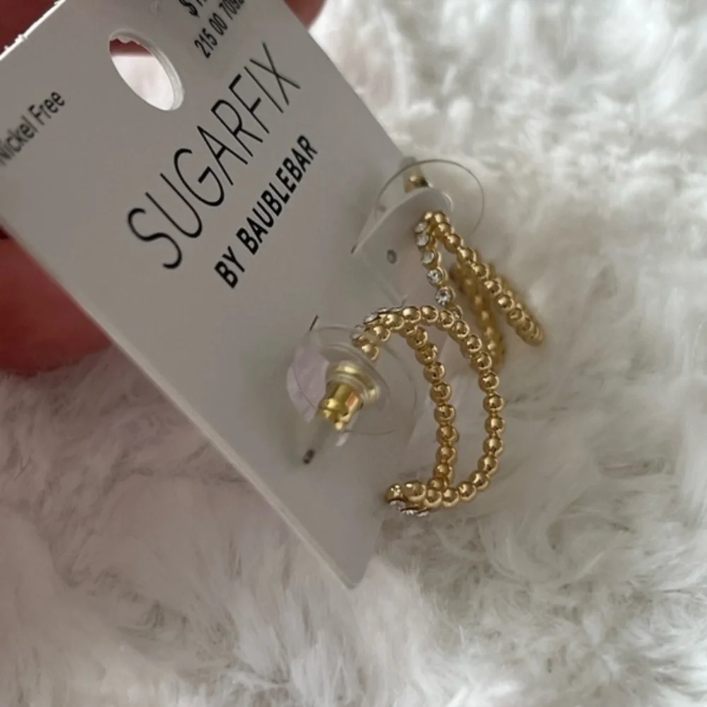 SUGARFIX‎ by BaubleBar Crystal Beaded Double Hoop Earrings - Gold NWT - Picture 3 of 9